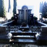 Sanctuarium band photo in a cemetery